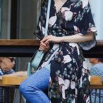 ZARA Woman Women's Kimono Wrap Black Crane Hi Low Dress Blogger Favorite Medium Photo 1