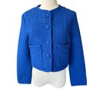 Proenza Schouler  White Label‎ Cropped Tweed Blazer Royal Blue Size 4 NWOT Photo 3