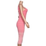 STAUD  Dana Ribbed Knit Midi Dress, Coral Pink/White, Small Photo 7