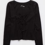 Aerie  Black Front Tie Top Photo 2