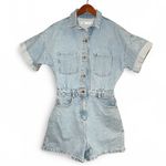 ZARA  Denim Short Sleeve Button Up Romper Photo 4