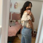 Urban Outfitters LF floral off the shoulder crop top ruffle hem Photo 2