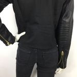 True Religion  Moto Asymmetrical Jacket Leather Sleeves Small Black Photo 12
