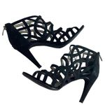 Kelly & Katie Cage Heels 4” Pumps Sandals Heel Zip Black Suede Women’s Size 7.5M Photo 7