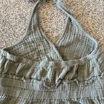 American Eagle Stretch Waist Gauze Fabric Halter Crop Top Green Small Photo 5