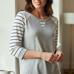 Pink Clover  Gray, White, & Black Top (S) Photo 1