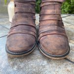 Free People Hybrid Antiqued Strappy Leather Heeled Bootie Chocolate Brown Size 9 Photo 2