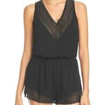 Ymi  Black Eyelet Lace Trim Romper Sz S Photo 0