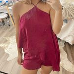 Missguided Petite Hammered Satin Pink Playsuit Romper Photo 0