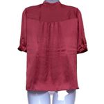 Paige Pink Satin Blouse Tie Neck Short Sleeves Small NWT Secretary Slinky Work Photo 1