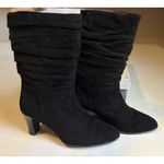 Worthington ‎ Tall Black Suede Leather Boots Side Zip Heel Size 7.5M Pointed Toe Photo 0