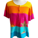 The Quacker Factory Beach Cardigan Short Sleeve Women Large Sun Sequin Beaded Photo 0