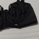 Cacique  42DDD Unlined Balconette Bra Underwire Black Lace & Mesh Velvet Accent Photo 9