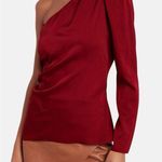 Intermix 100% silk one shoulder top in wine Photo 1