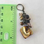 Boho Brown Faux Pearl Mixed Beads & Shell Accent Earrings Silver Photo 2