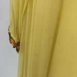 70’s Vintage Yellow Maxi Dress Embroidered Sheer Long Sleeve Ribbon Trim Gown Size M Photo 7