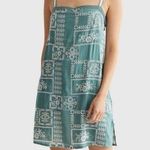 Lucky Brand  Womens Embroidered Square Neck Cami Dress Geometric Green XL Photo 0