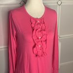 CHAPS  Pink Long Sleeve Ruffle Night Gown Size Small Photo 2