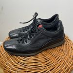 Prada Shoes Black Metal Sneakers Suede Leather Rare Women's Shoes Size 7 Us 37 Photo 2