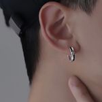 925 Silver Plated Knight Cross Hoop Earrings for Men Women,Punk Hip Hop Earrings Photo 3