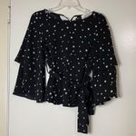 J.O.A. Tie Waist tiered Star Print black blouse top size XS Photo 1