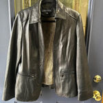 Anne Klein Black womens size medium leather jacket with fur lining Photo 0