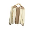 Love 21 Blouse S Tuxedo Front Tan Brown Sheer Casual Career Long Sleeved Photo 1
