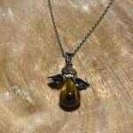 NWOT Tigers Eye Angel Silver Necklace Photo 4