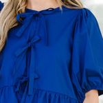 Band of the Free NWT Lapis Blue Babydoll Dress Bow Front Large Photo 1