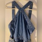 Free People  size 2 boho cottage core denim high neck overalls Photo 2