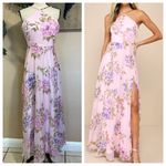 NWT Lulus Romantic Marvel Light Pink Floral Halter Maxi Dress Purple Size L Photo 1