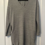 Cherish Gray V-Neck Women's Sweater Dress w Pockets Photo 0