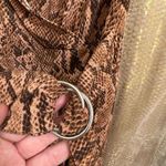 EXPRESS Brown Tan Snakeskin Print Belted Wrap Stretchy Jumpsuit Large Photo 6