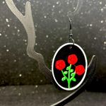 Handmade Floral Black and Red Earrings Photo 1
