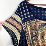 Lucky Brand  Top Womens 3X Navy Blue Floral Pattern Knit Short Sleeve‎ Tee Shirt Photo 1