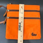 Dooney & Bourke North South Triple Zip Orange Nylon Embroidered Duck Crossbody Photo 5