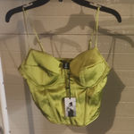 Sincerely Jules Satin Push Up Corset Top & Cargo Pants Set Size S Green Photo 0