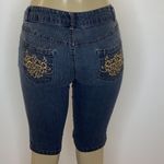 Y2K Size 7 Hip Jeans Smoked Denim Bermuda Shorts With Gold Stiching On Pockets Photo 2