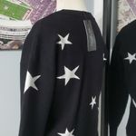 Rachel Zoe BLACK W/WHITE STARS WARM&THICK CREW NECK SWEATER SZ MEDIUM Photo 3