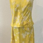 Bonwit Teller Yellow Floral Print Silk Dress Vintage 1950's Size 12 Photo 0