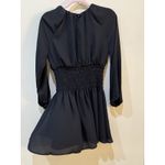 Madewell Bubble-Sleeve Smocked Mini Dress in True Black Size XS Photo 2