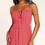 Lulus Lulu’s Grecian Getaway Red and White Print Mini Dress size large Photo 0