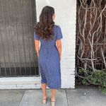 Loft  Blue and white polka dot cottage midi dress with side slits sz 6 Photo 3