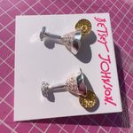 Betsey Johnson  silver tone martini goblet lemon studs earrings Photo 2