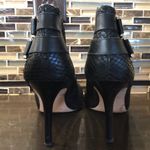 Ann Taylor  faux snake belted heeled boots women’s‎ size 11 black gold Photo 3