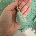 Lilly Pulitzer | Rilla Silk Blend Seafoam Green Gold Dot Tassel Blouse Top, S Photo 6