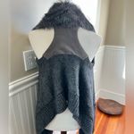 Kaufman Franco Carbon Faux Fur Vest Collar Gray Knit Sleeveless Vest Photo 11