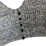 Blue & White Knit Halter Crop Top Button Back Neck Tie M festival boho hippie Size M Photo 9