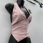 Nicholas Nia Halter Vest Top‎ Light Pink Tie Back Women’s Size 6 Cropped Button Photo 4