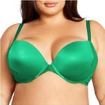 City Chic  Allure Push Up Satin Padded‎ Underwire Boudoir Sexy Bra Size 42C Green Photo 0